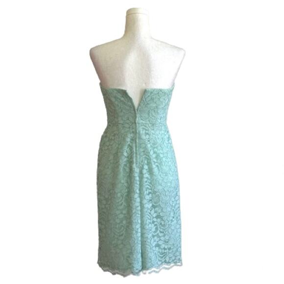 David’s Bridal Dress Mint Green Strapless Lace Gathered Cocktail Size 2 NEW - Picture 4 of 15
